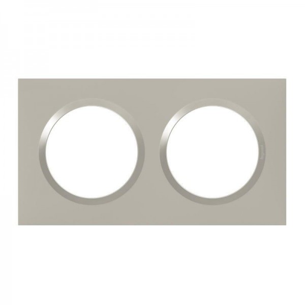 Plaque de finition double Plume Mat avec Bague brillante (gris) Legrand Dooxie Réf: 600822