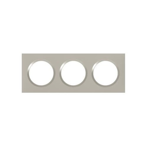 Plaque de finition  triple Plume Mat avec Bague brillante (gris) Legrand Dooxie Réf: 600823