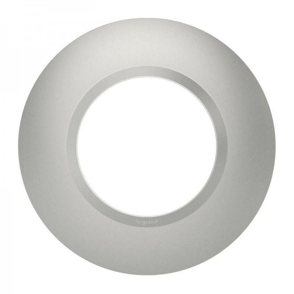 Plaque de finition ronde effet aluminium avec bague effet chrome Legrand Dooxie Réf: 600975