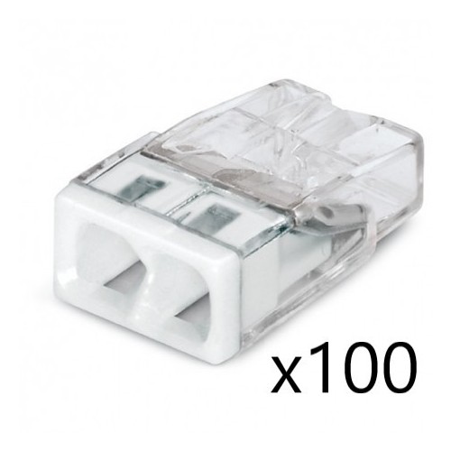 Bornes pour Boîtes de Dérivation COMPACT (x100) pour conducteurs rigides - 2x2,5mm² - WAGO - Réf. 2273-202