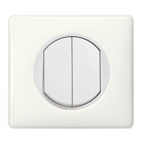 Interrupteur double bouton poussoir Céliane Blanc Complet Réf: 033