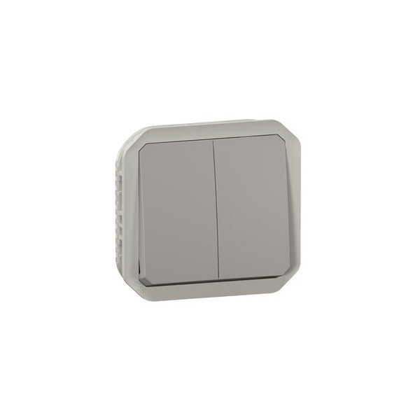 Commande double interrupteur ou poussoir Plexo composable gris Legrand Réf. 069525L