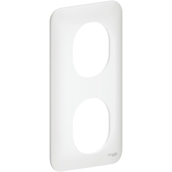 Plaque de finition double blanc satin verticale Schneider Ovalis Réf: S260724