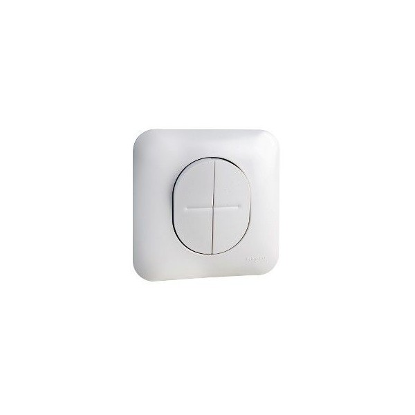 Double bouton poussoir avec plaque blanc satin Schneider Ovalis Réf : S261216