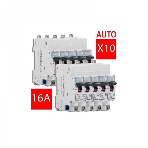 Lot de 10 Disjoncteurs DNX³ 16A Legrand borne auto - 1P+N Réf: 406783