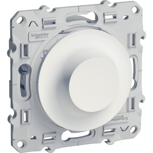 Interrupteur variateur rotatif 40-600 Watts 2 fils blanc Schneider Odace Réf: S520511