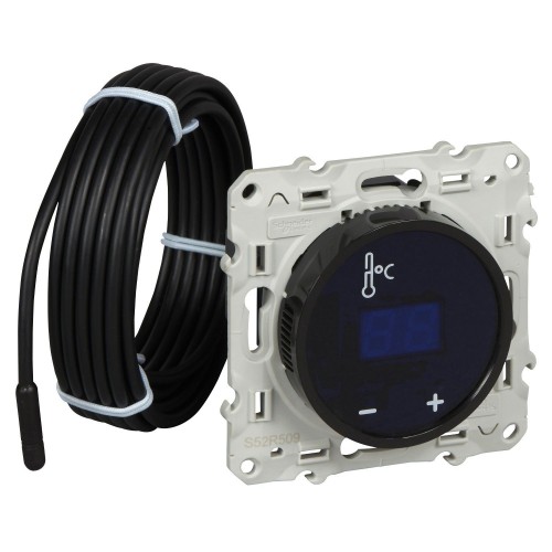 Thermostat à écran tactile noir fil pilote Schneider Odace Réf: S520509